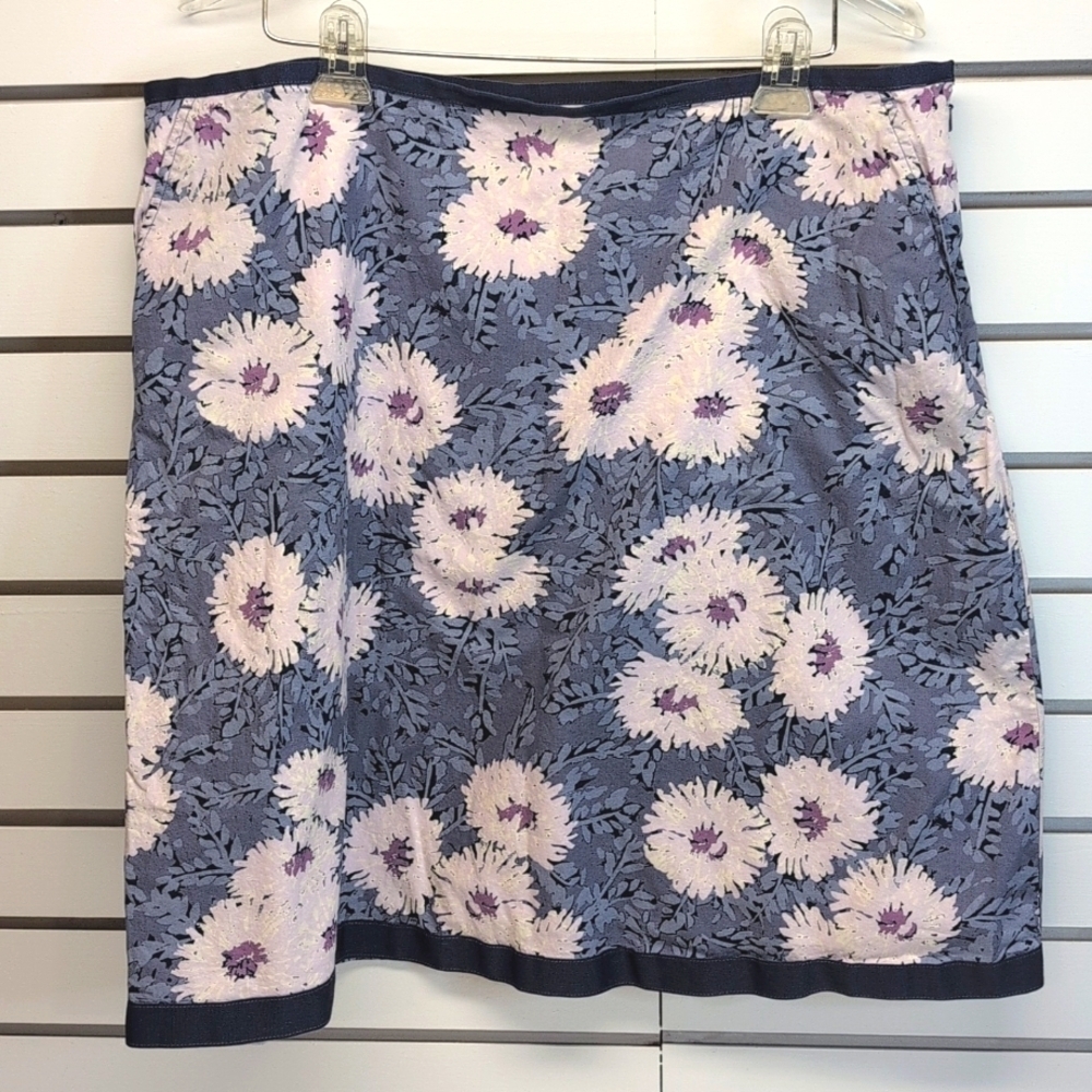 L.L. Bean Women's Favorite Fit Floral Lined Cotton Skirt Size 16R